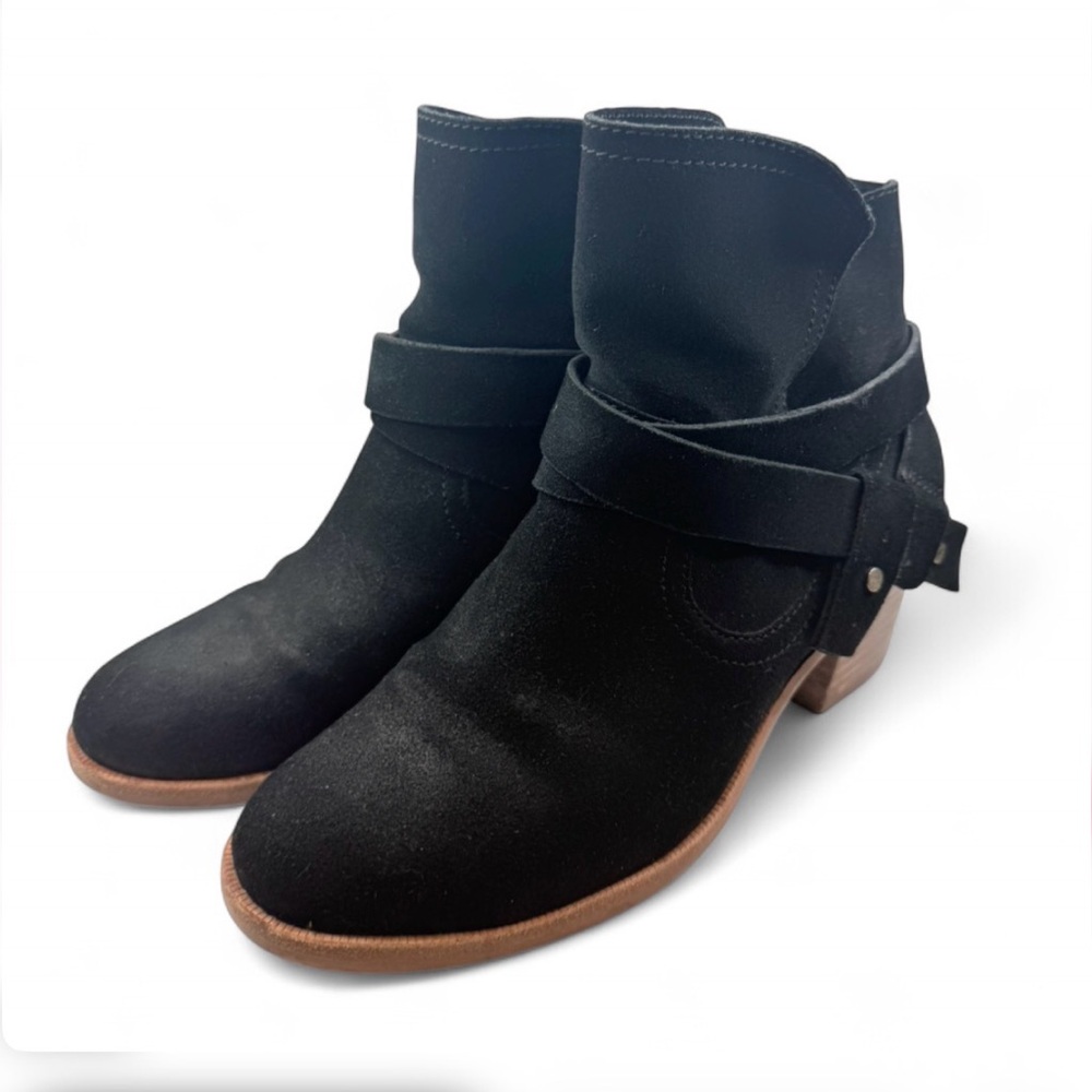 UGG‎ BLACK ANKLE BOOT HEELS BLOCK HEEL ZIP-UP WOMENS SIZE 7